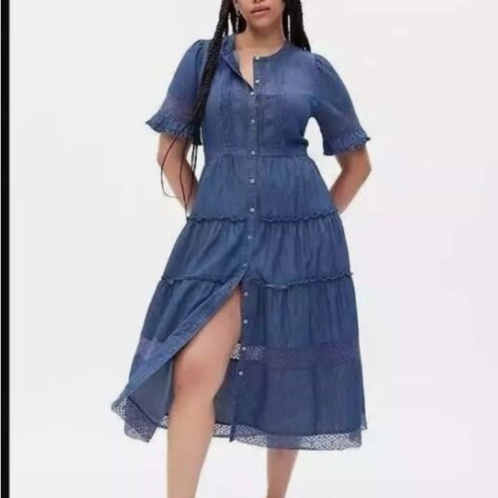 Gap/love shack fancy colab chambray midi dress size L